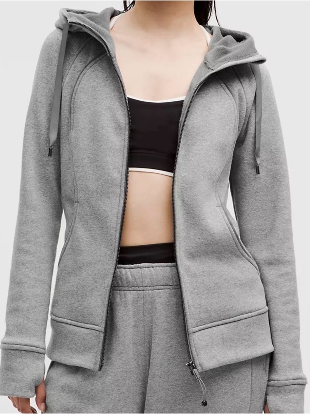 lululemon athletica Light Gray Full-Zip Hooded Jacket